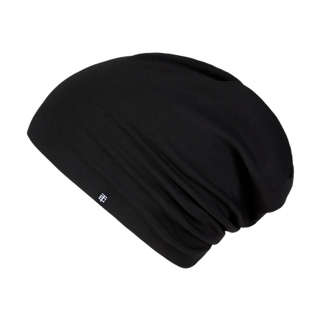 Yun Baumwoll Slouch Beanie in Deep Black (Schwarz)